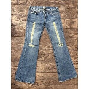 True Religion Womens Low Rise Distressed Boot Cut Flare  Denim Jeans 29 Y2K -BRI